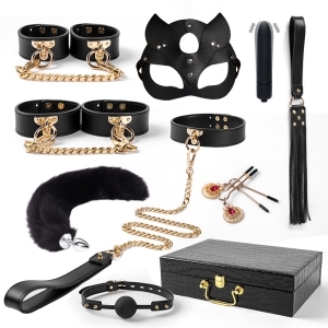 Bộ BDSM Bạo Dâm 9 Món Cao Cấp - Có Kèm Que Rung - Đuôi Cáo - Hộp Đựng Sang Trọng