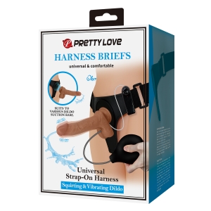 Dương Vật Giả Dây Đeo - Có Rung - Bắn Nước - Silicon Siêu Mềm - Pretty Love Harness Briefs